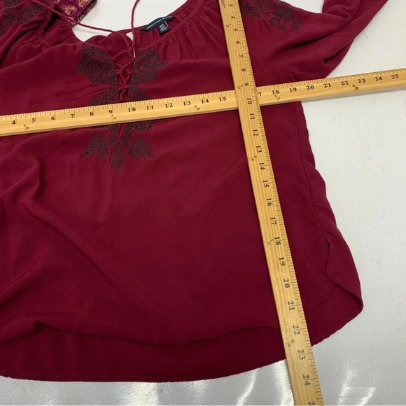 Lucky Brand Womans Top Medium Lot American Eagle Maroon Print Lightweight 2012 - Picture 11 of 12
